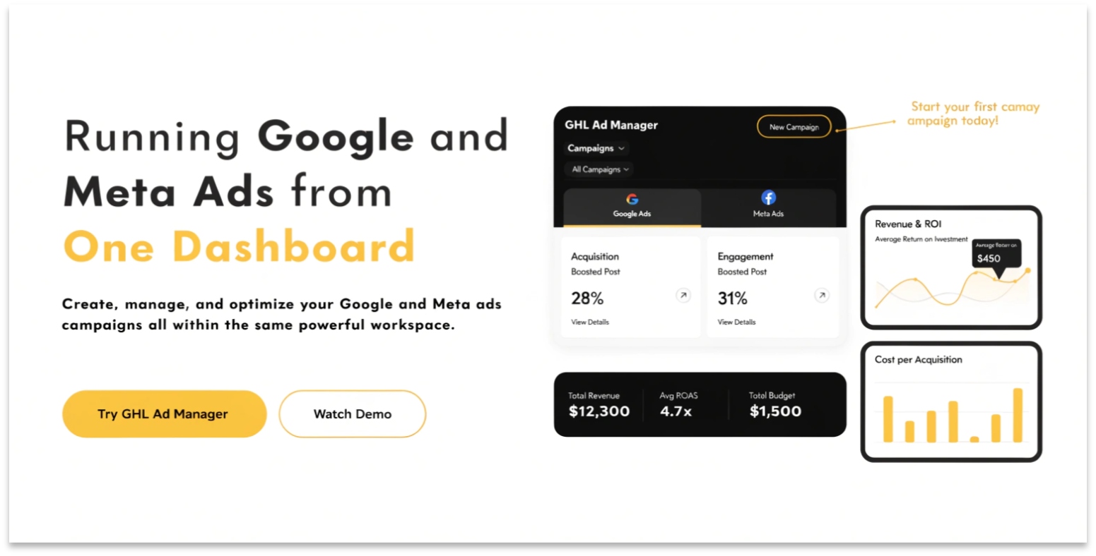 GHL Ad Manager: Running Google and Meta Ads from One Dashboard