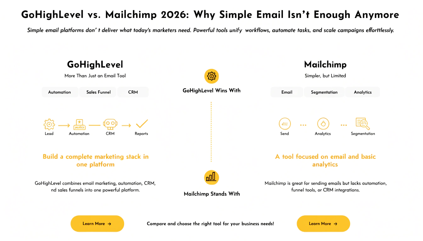 GoHighLevel vs. Mailchimp 2026: Why Simple Email Isn’t Enough Anymore