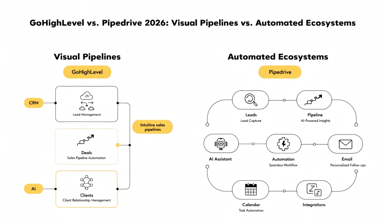 GoHighLevel vs. Pipedrive 2026: Visual Pipelines vs. Automated Ecosystems
